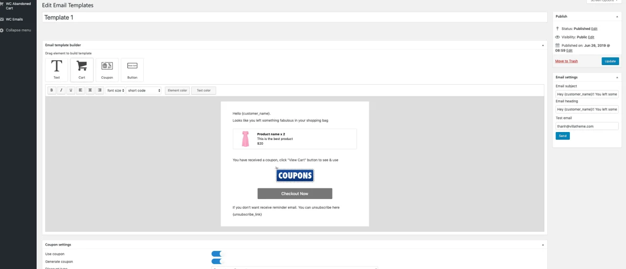 WooCommerce Abandoned Cart Recovery - Email - SMS - Messenger — screenshot 3