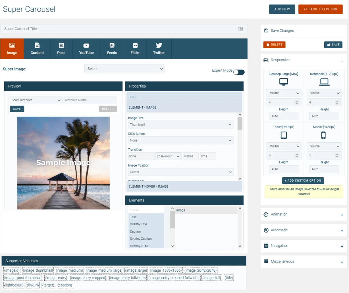 Super Carousel - Responsive WordPress Plugin — screenshot 1