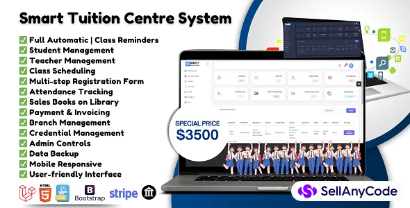Smart Tuition Centre CMS System - Full Automatic (Stripe & Bank Payment Gateway)