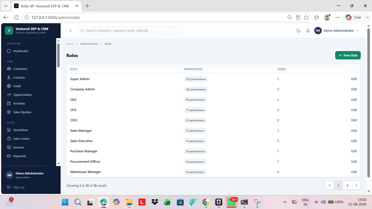 VentureX ERP & CRM AI-Powered Business Operating System — screenshot 8