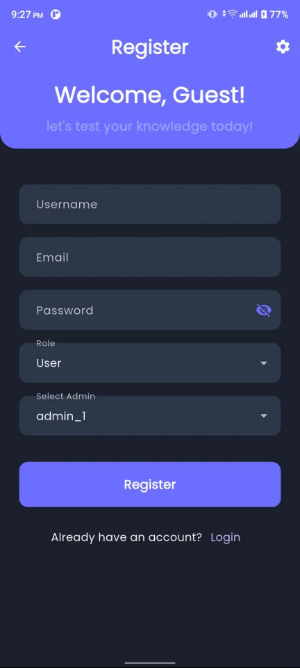 Quiz App with Admin Dashboard — screenshot 2