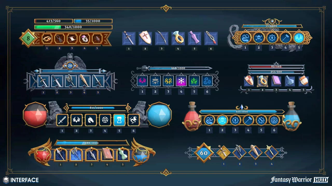 Fantasy Warrior HUD - Synty INTERFACE - GUI — screenshot 2