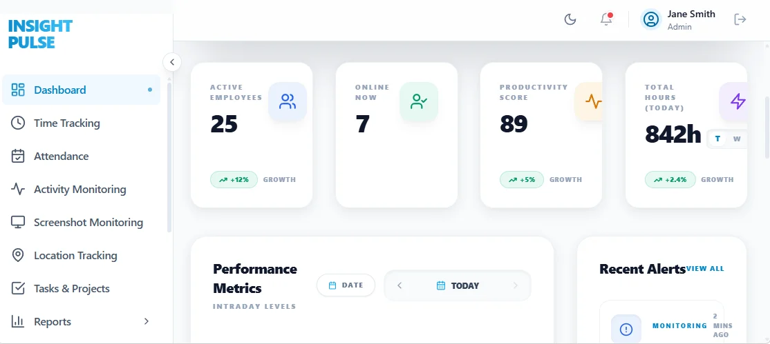 InsightPulse Workforce Intelligence & Monitoring Platform — screenshot 1