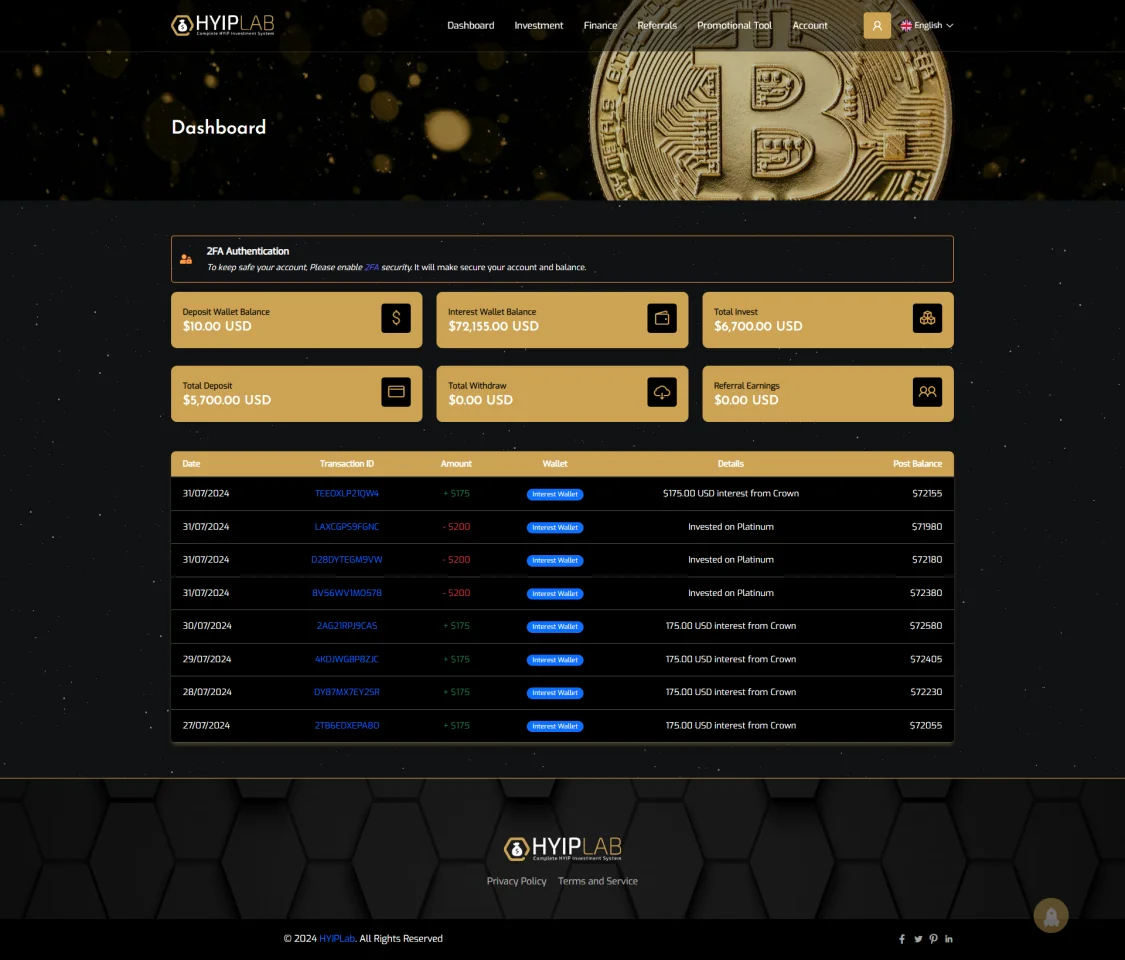 HYIPLAB - Complete HYIP Investment System — screenshot 3