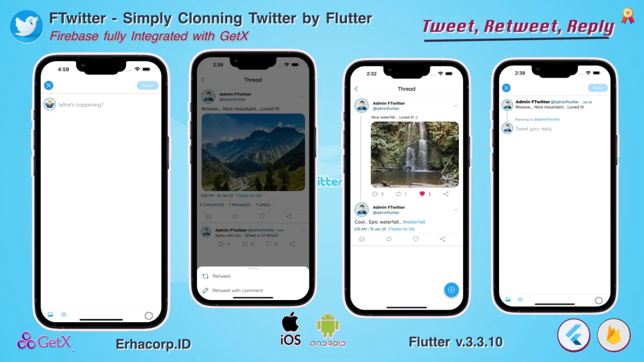 FTwitter - Clone Simply Twitter Flutter App with Multi Payments | Firestore | GetX — screenshot 4