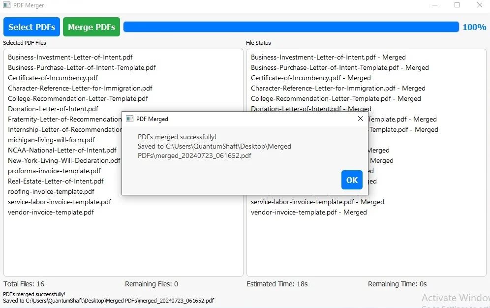 Batch Unlimited PDF Merger — screenshot 3