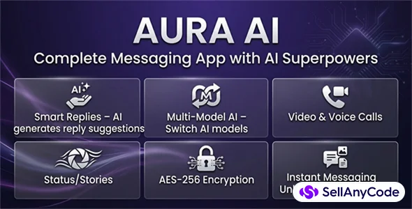 Aura AI - Android Messaging & AI Chat App Source Code — cover
