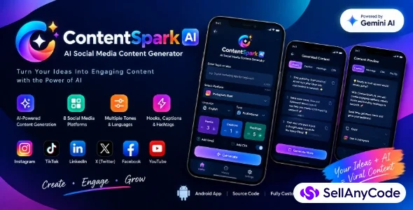ContentSpark AI AI Social Media Content Generator Android App — cover