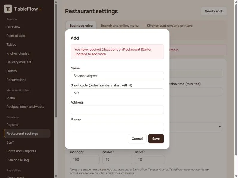 TableFlow+: Restaurant POS Kitchen, QR Menu & Delivery — screenshot 9