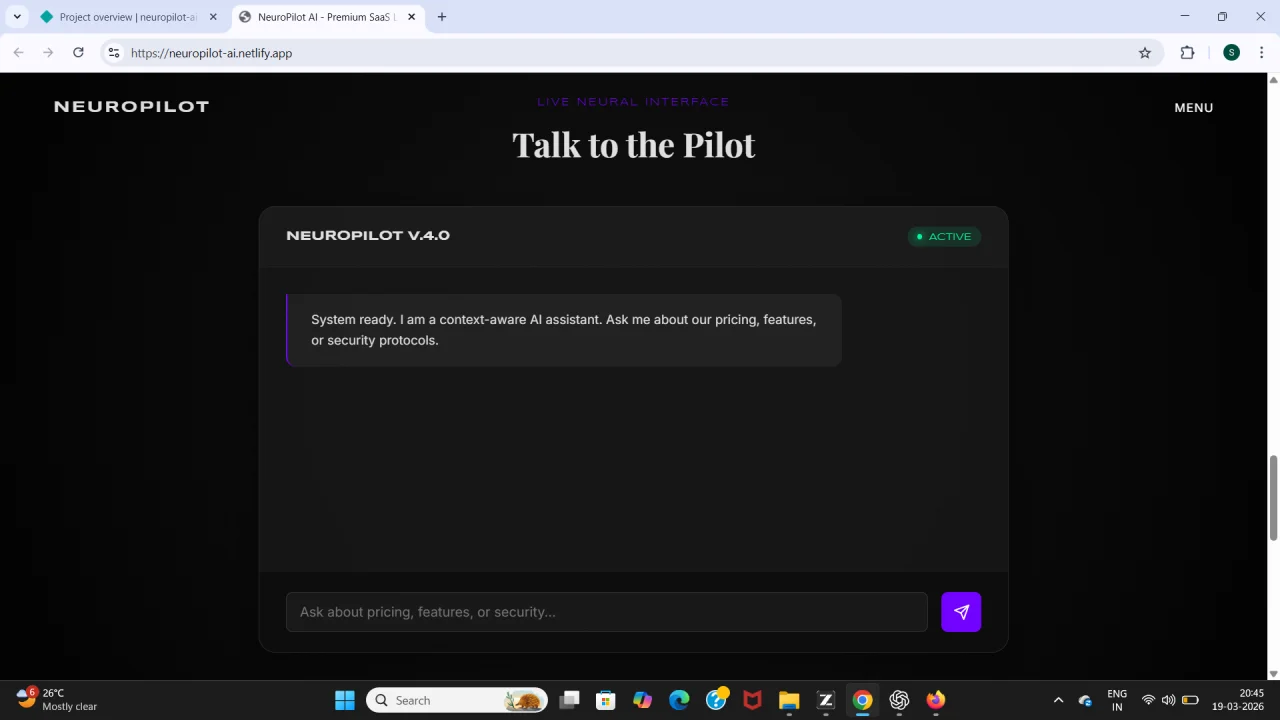 NeuroPilot Premium AI SaaS Landing Page (Dark UI + Interactive Chat + Fully Responsive) — screenshot 6