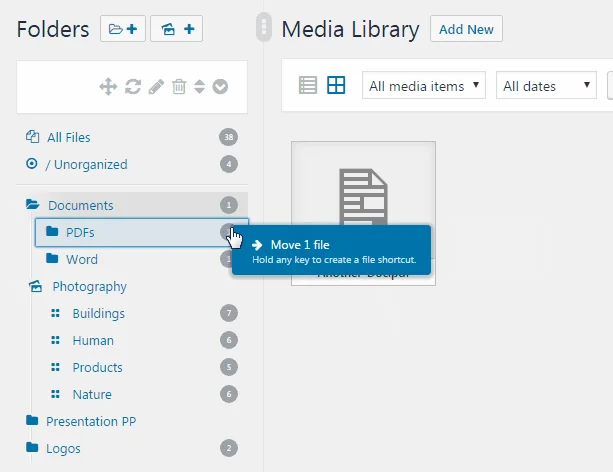 WordPress Real Media Library: Media Library Folder & File Manager for Media Management — screenshot 1