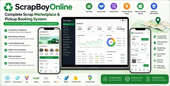 ScrapBoyOnline – Complete Scrap Marketplace & Pickup Booking System (React & Node.js) — screenshot 1