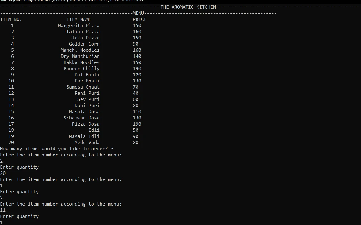 Cafe Billing System — screenshot 2