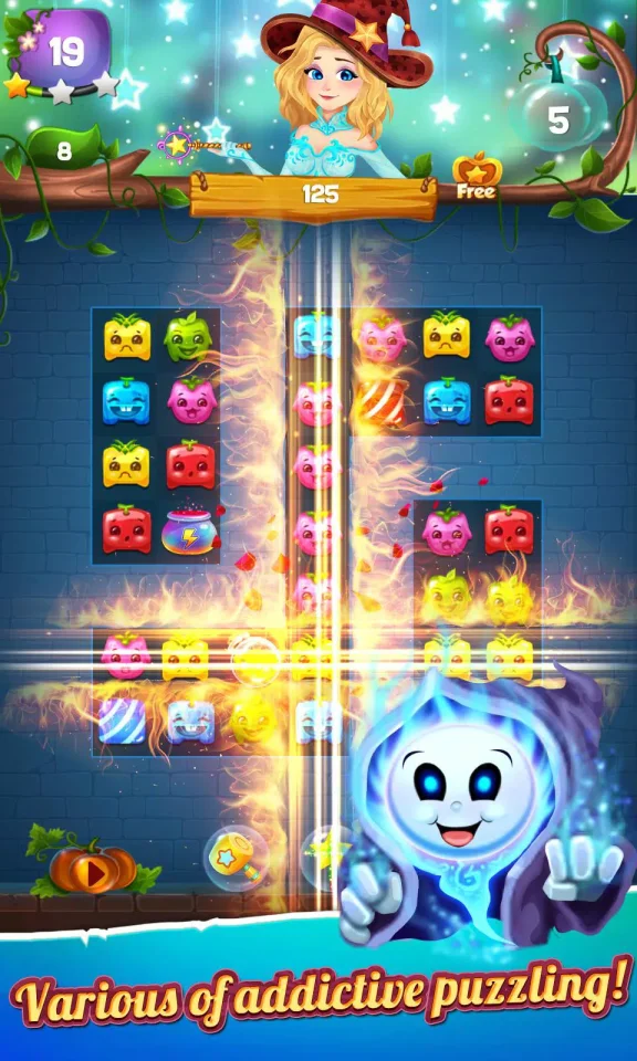 Stellar Witch Fruit Match 3 Puzzle — screenshot 2