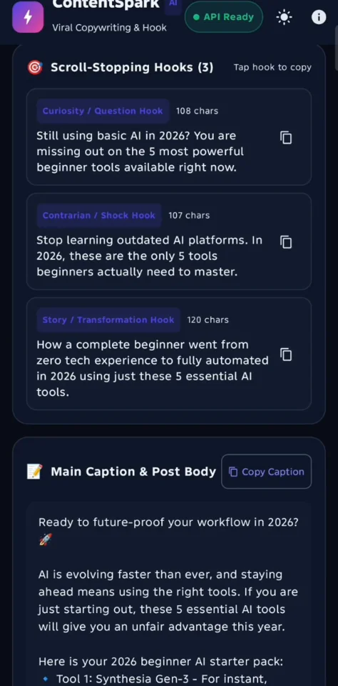ContentSpark AI AI Social Media Content Generator Android App — screenshot 6