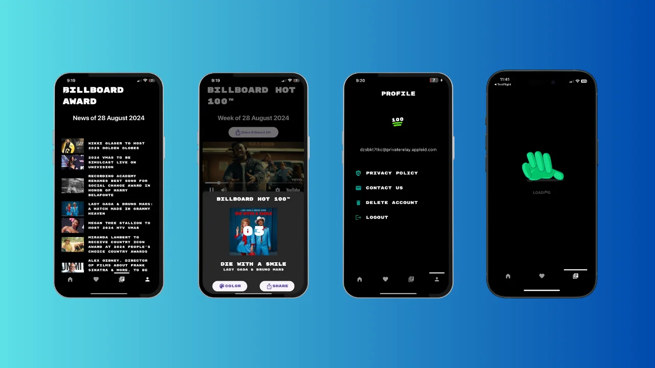 Billboard Music Player App & News - Flutter & Node.js — screenshot 4