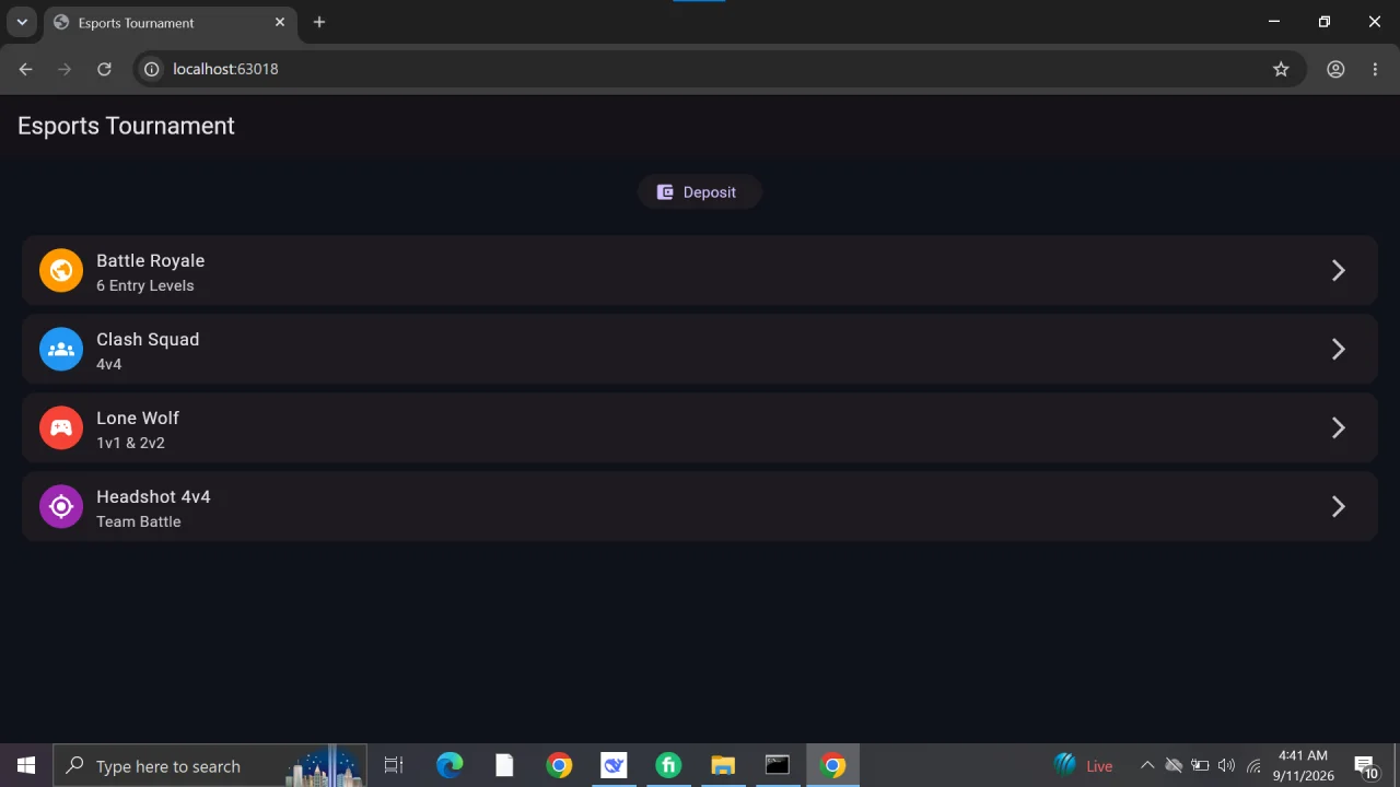 Esports Tournament App - Flutter + Firebase — screenshot 3