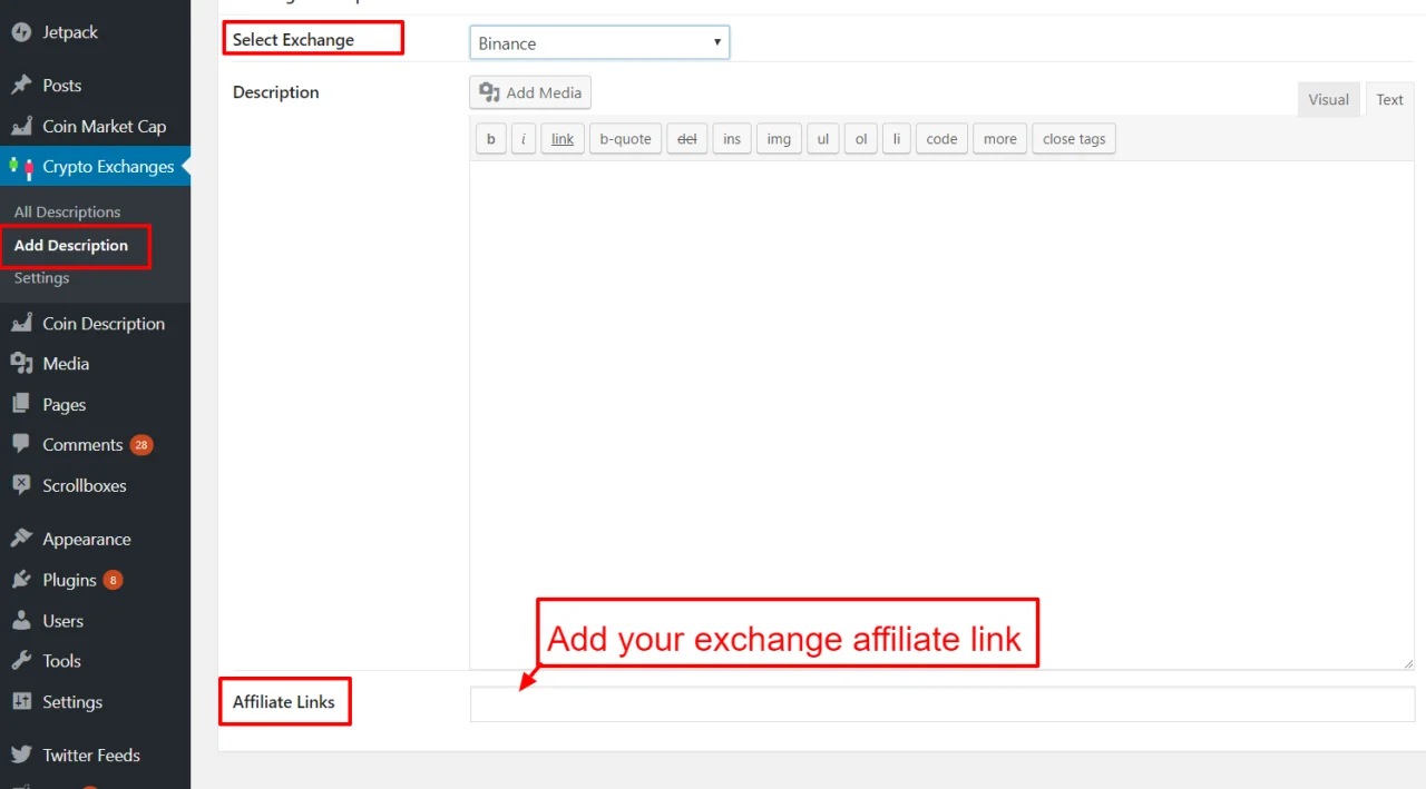 Cryptocurrency Exchanges List Pro - WordPress Plugin — screenshot 1