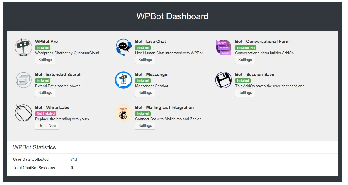 ChatBot for WordPress — screenshot 1