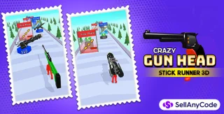 Crazy Gun Head Stick Runner 3D - New Top Trending Unity Template Game