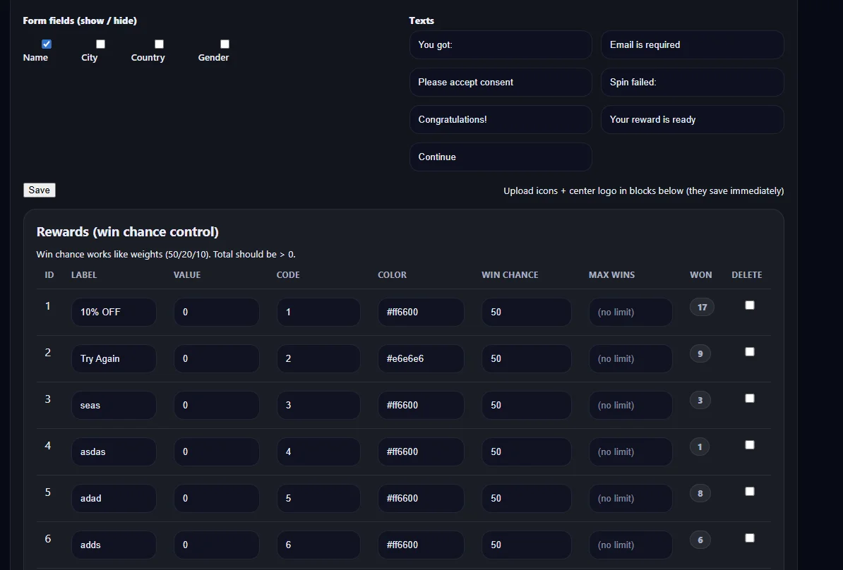 Spin & Win Wheel Email Lead Capture & Conversion Tool (Self-Hosted) — screenshot 7