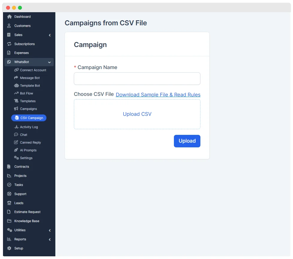 WhatsBot - WhatsApp Marketing, Bot, Chat & AI Personal Assistant Module for Perfex CRM — screenshot 6