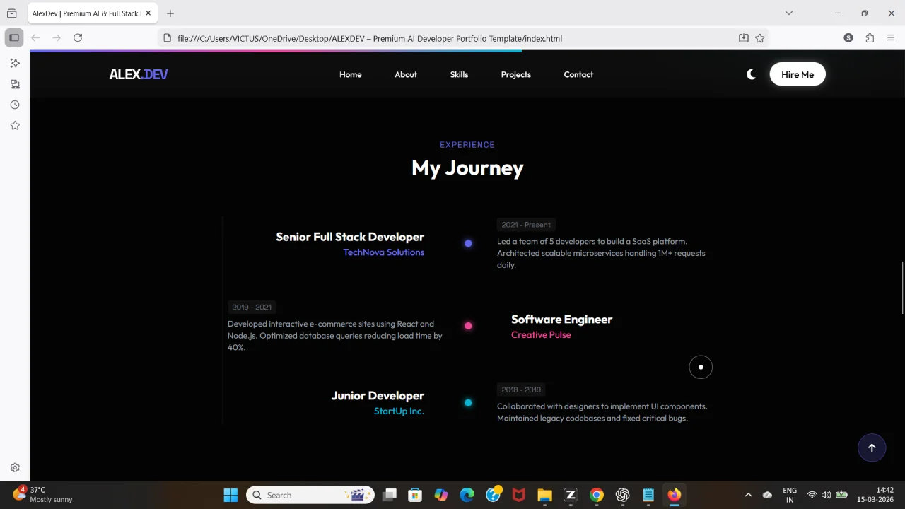 ALEXDEV Premium AI Developer Portfolio Template — screenshot 5