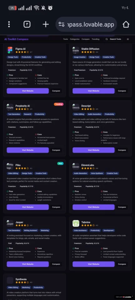 AI Tools Comparison Landing Page Modern & Responsive — screenshot 3