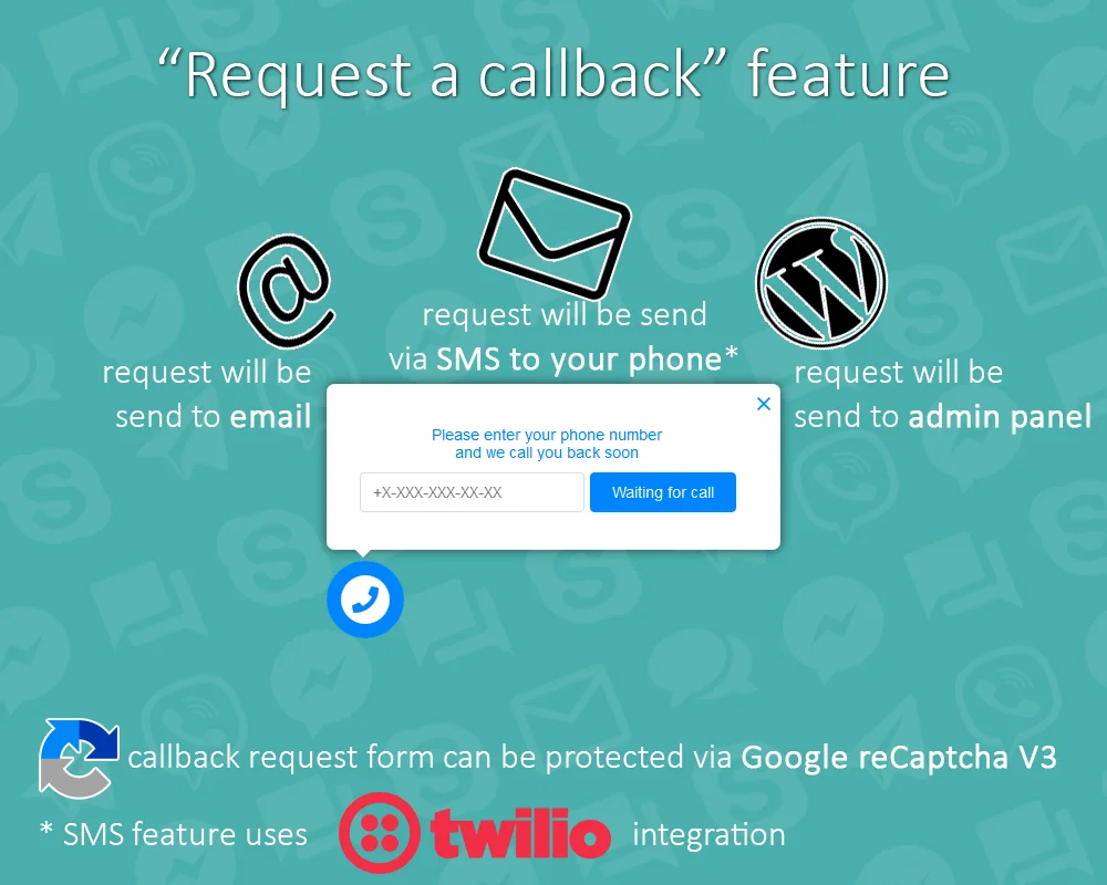 All in One Support Button + Callback Request. WhatsApp, Messenger, Telegram, LiveChat and More... — screenshot 3