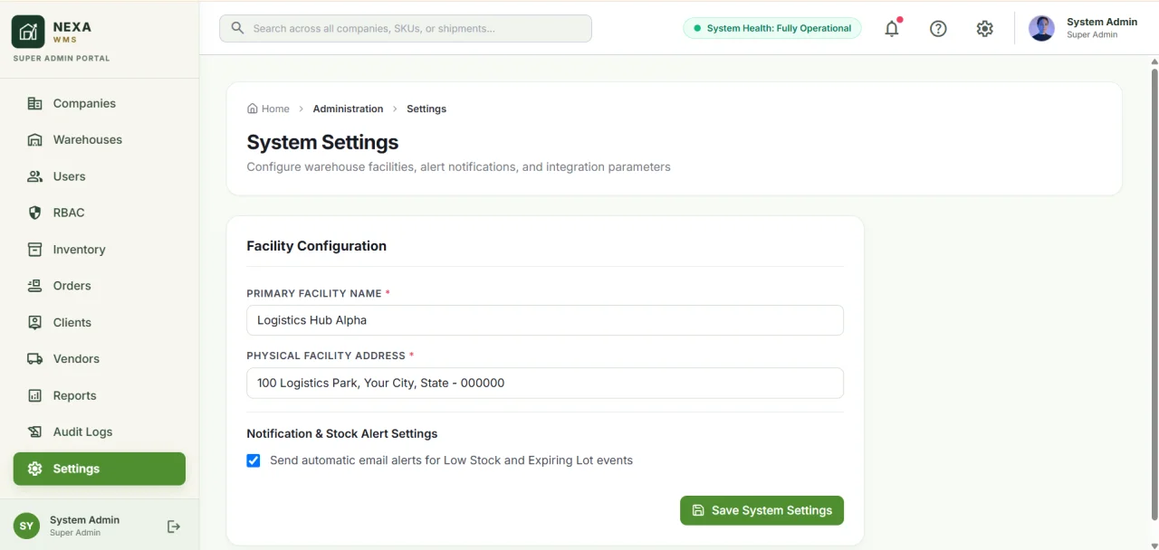 NexaWMS Enterprise Warehouse Management System — screenshot 2