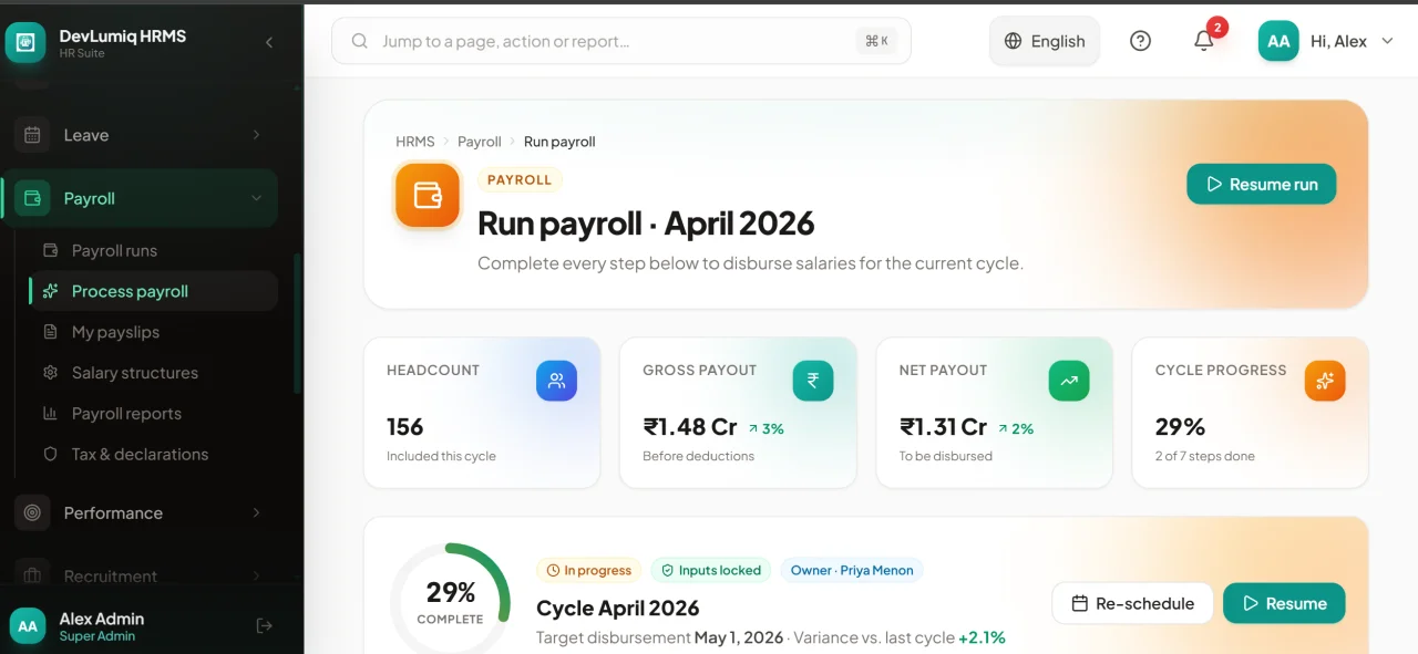 DevLumiq HRMS Next.js HR Management System — screenshot 5
