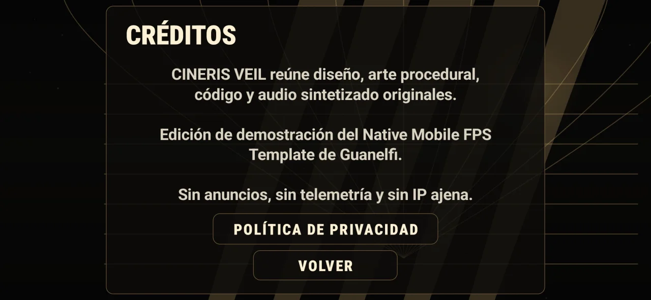 CINERIS VEIL Native Android FPS & Roguelite Template — screenshot 6