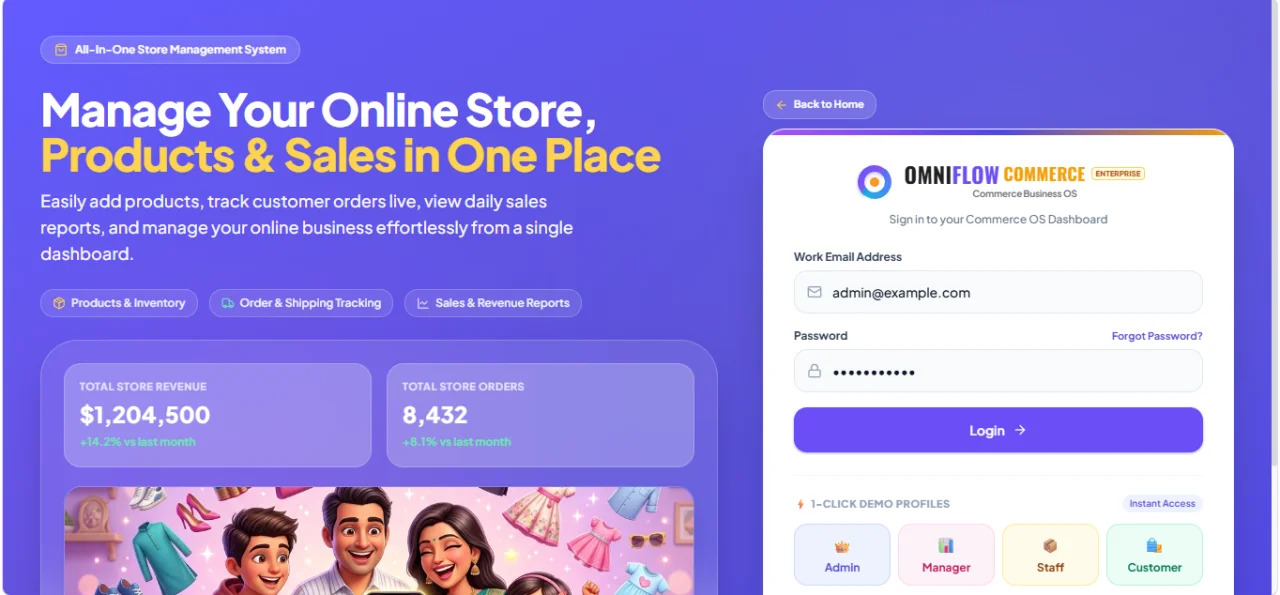 OmniFlow Commerce Modern E-Commerce Business Operating System — screenshot 1