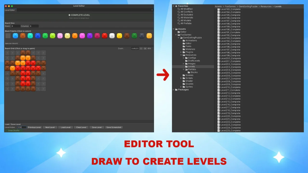 Gem Sort Master 200 Levels with Editor - Unity — screenshot 4