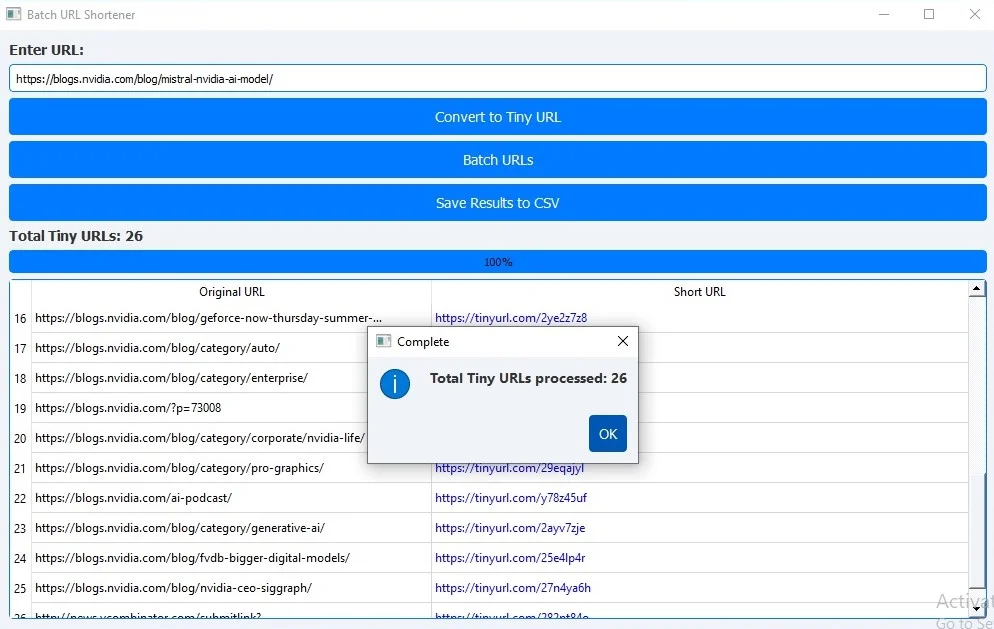 Batch URLs Shortener — screenshot 2