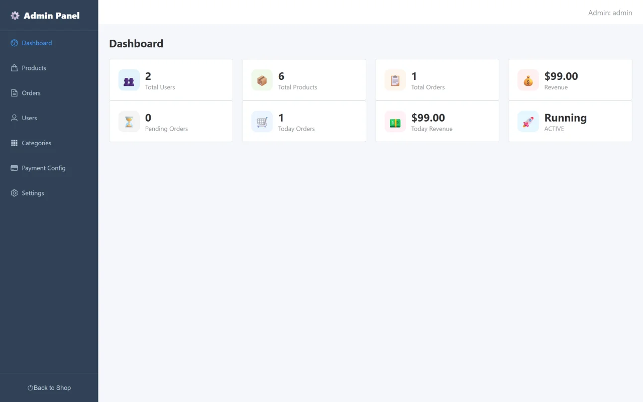 EC Shop Python FastAPI + Vue 3 eCommerce Script, Stripe, PayPal, Paddle, Lemon Squeezy, Polar + COD — screenshot 1