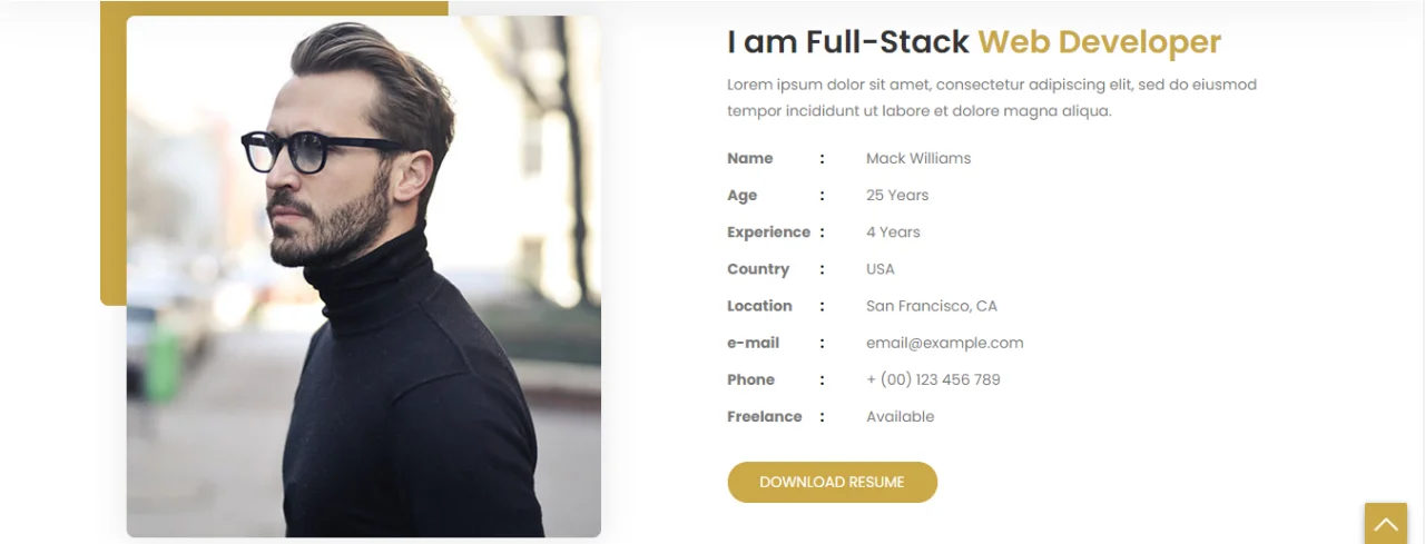 Mira Resume Portfolio HTML5 Template — screenshot 2