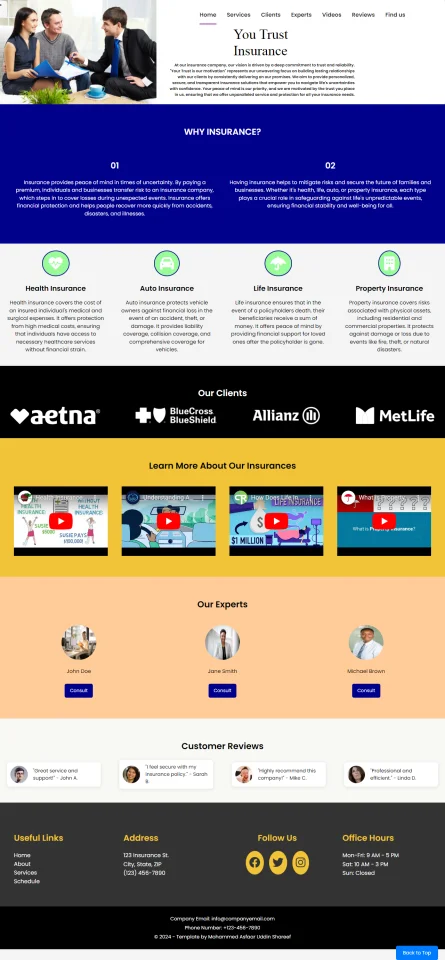 Insurance Website (Single Page) Template — screenshot 3