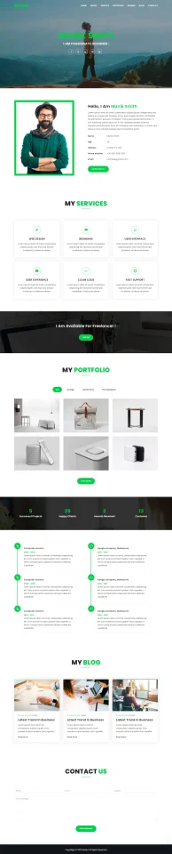 Manik Personal Portfolio HTML Template — screenshot 1