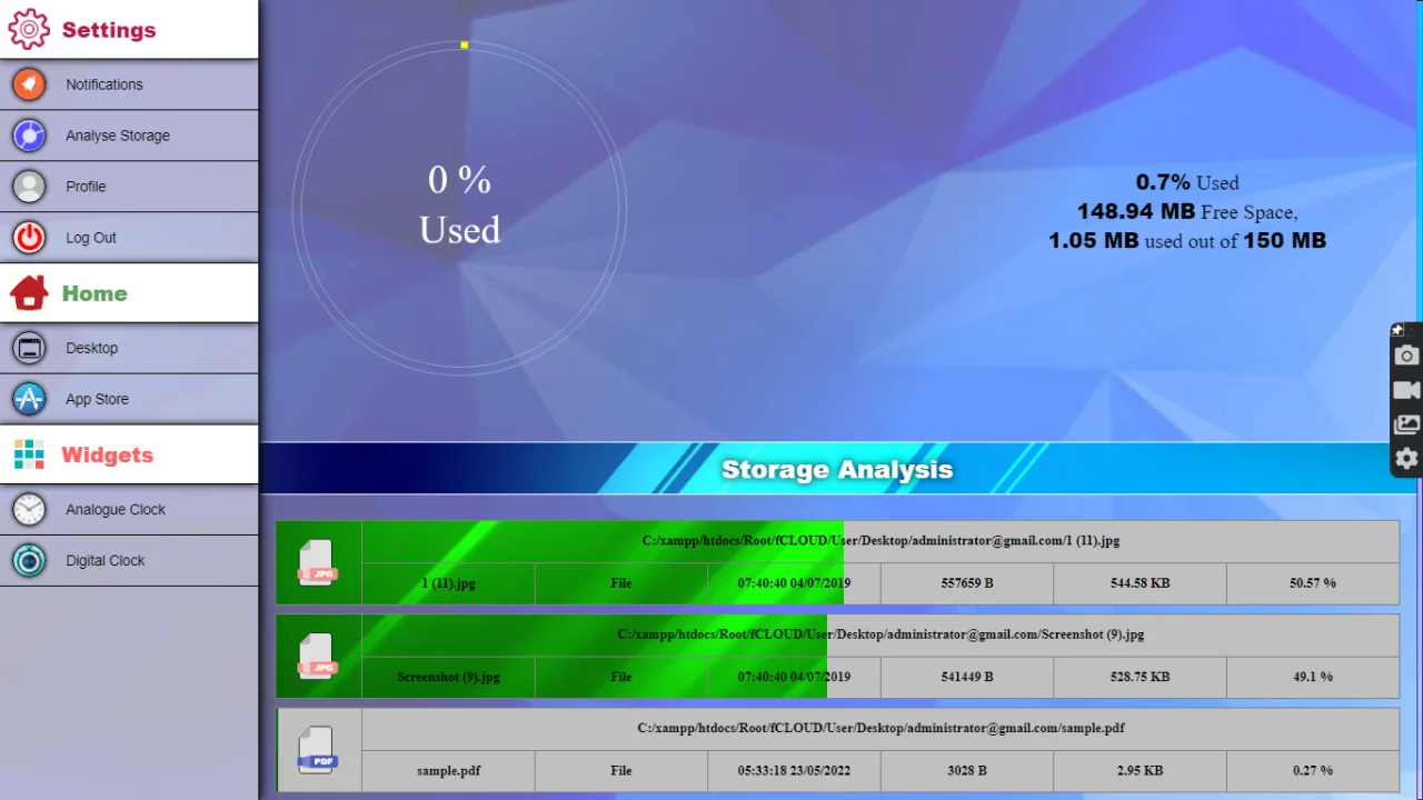 Virtual Desktop Interface in PHP Script — screenshot 5