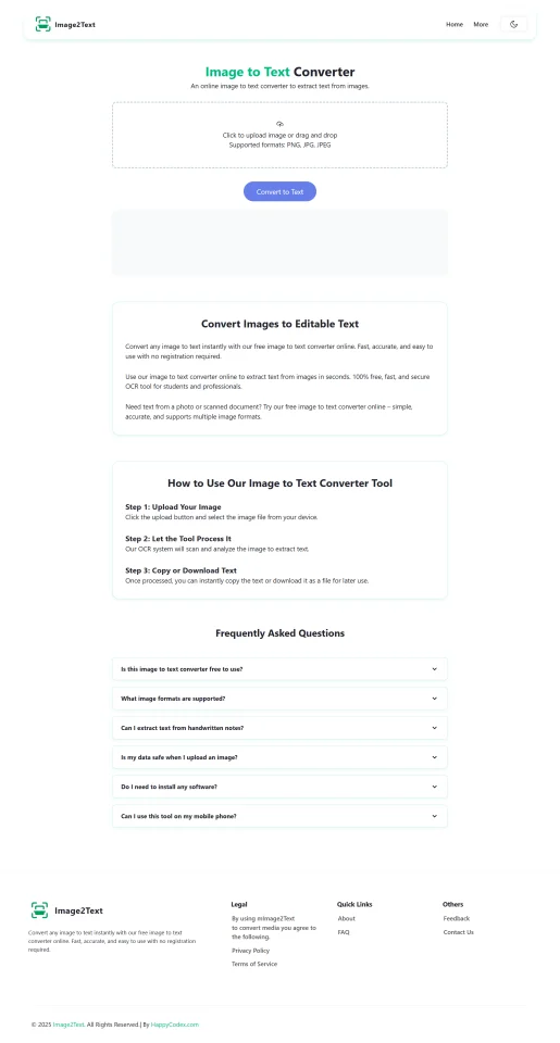 Image2Text - Image to Text Converter Website Script — screenshot 1