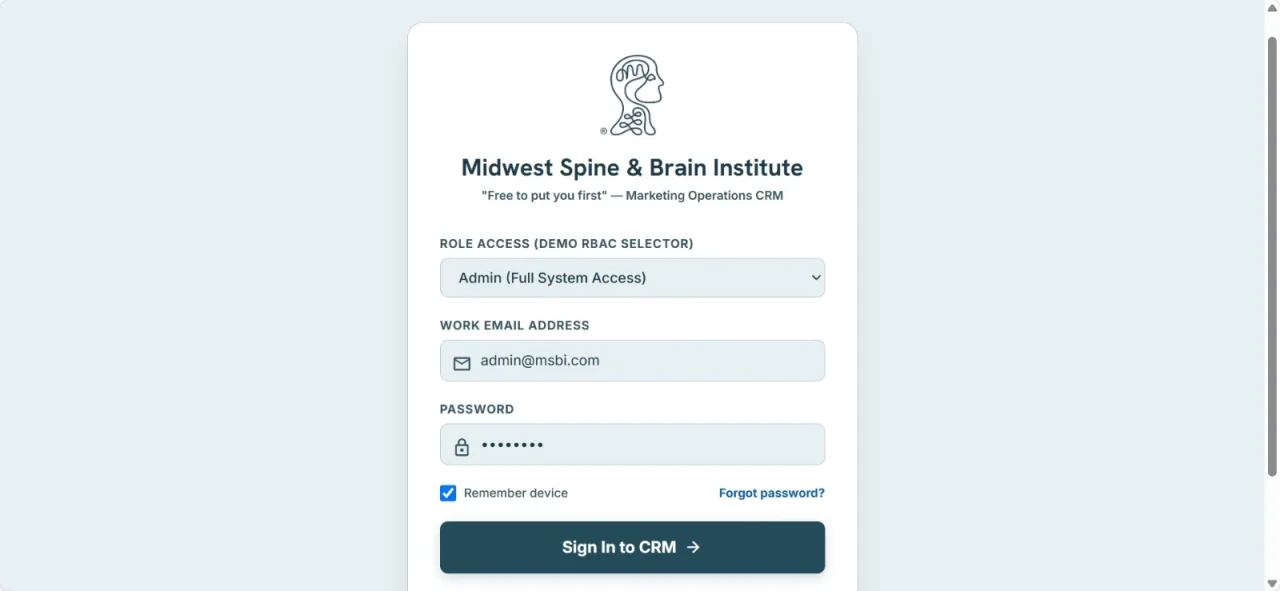 MSBI Marketing Operations CRM Wireframe Specification Document — screenshot 1