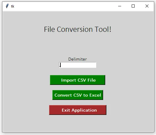 File Conversion Tool CSV to Excel — screenshot 1