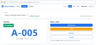 Multi-Branch Queue Engine Ticketing, Calling & Live Display System