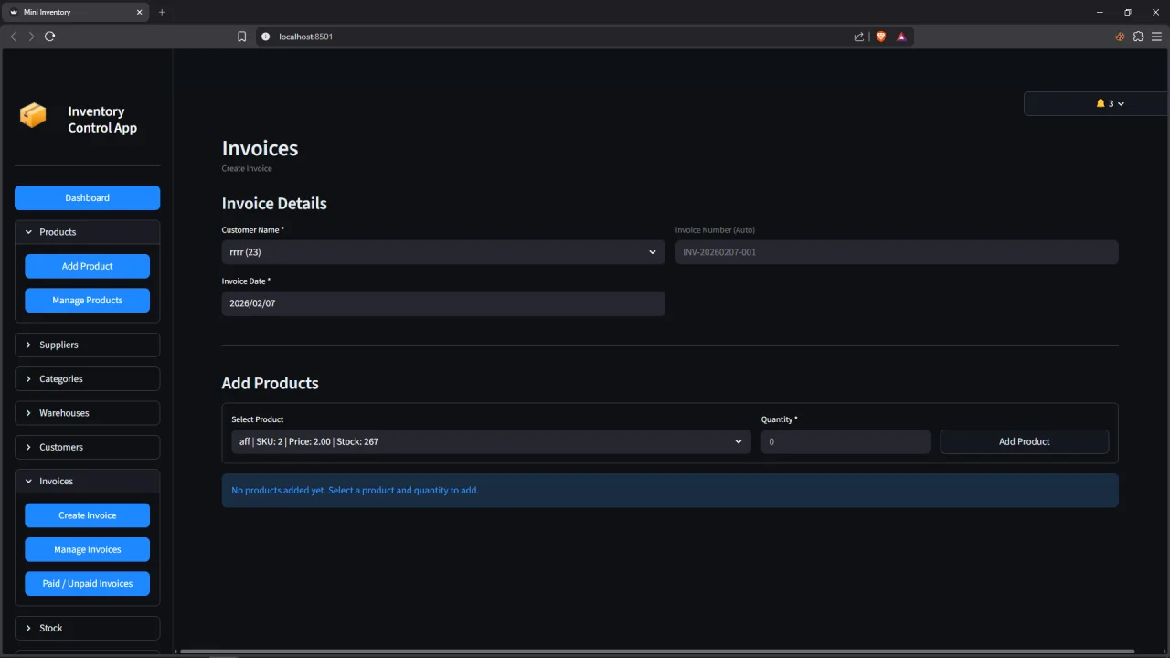 Advanced Inventory & Invoice Management System | Python Streamlit — screenshot 4