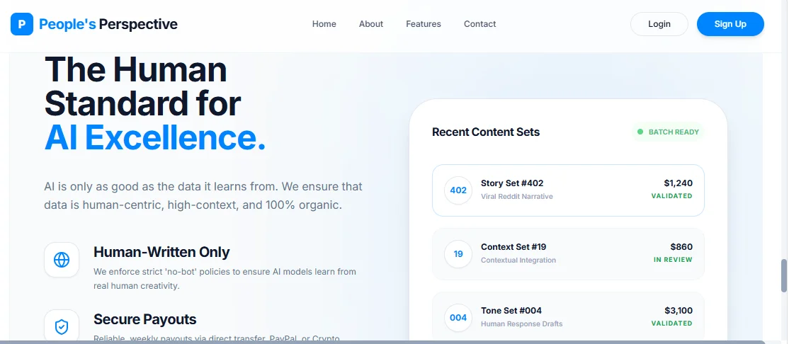 People's Perspective Community Writing & AI Data Platform — screenshot 2
