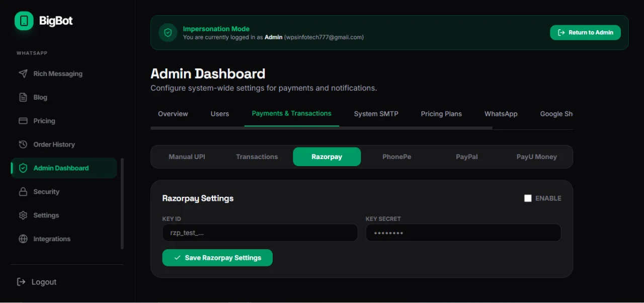BigBot WhatsApp Email Marketing SaaS Script Code — screenshot 10