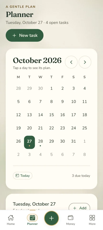 DayBloom Expo + TypeScript habit, planner, money & journal app — screenshot 2
