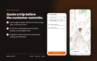 Ride & Bite - Flutter Ride Hailing, Food & Parcel Delivery App with Admin & API