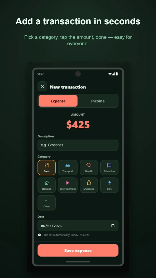 Coinleaf Offline Expense & Money Tracker (Android | Full App + Source Code) — screenshot 2